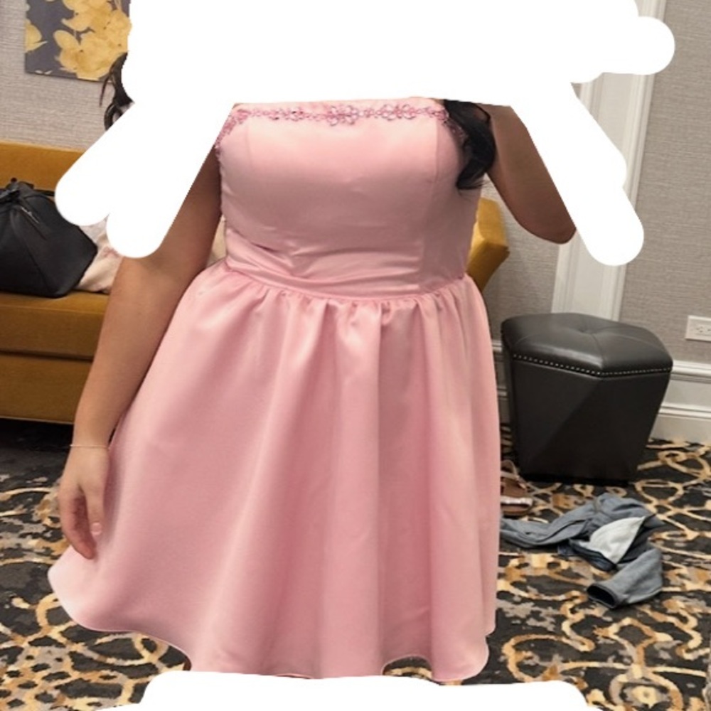 Pink Strapless Prom Dress